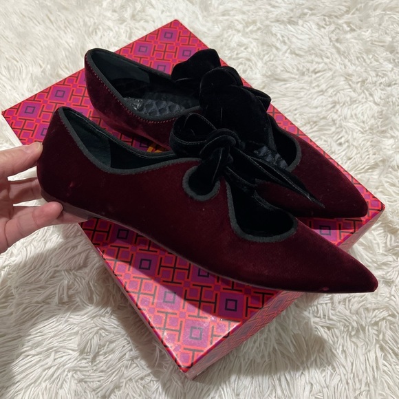 Tory Burch Clara Flats - NIB - size 7 - Bordeaux/black - Picture 1 of 10